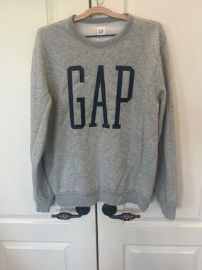 GAP Gray Crewneck Sweatshirt with Navy Logo